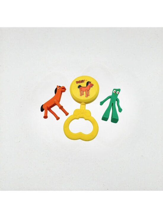 Vintage Other - Vintage Gumby & Pokey Lot — 2 Rubber Figures + Pokey Baby Rattle